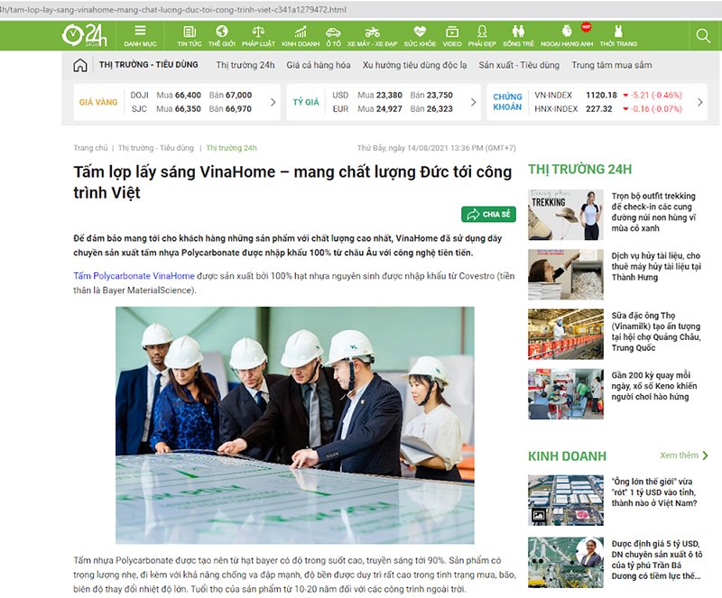 [24H] Tấm lợp lấy sáng VinaHome – mang chất lượng Đức tới công trình Việt