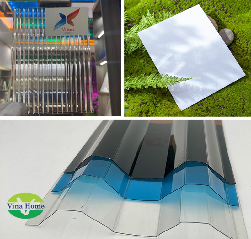 Các loại tấm nhựa lấy sáng - So sánh tấm Poly ĐẶC - SÓNG - RỖNG