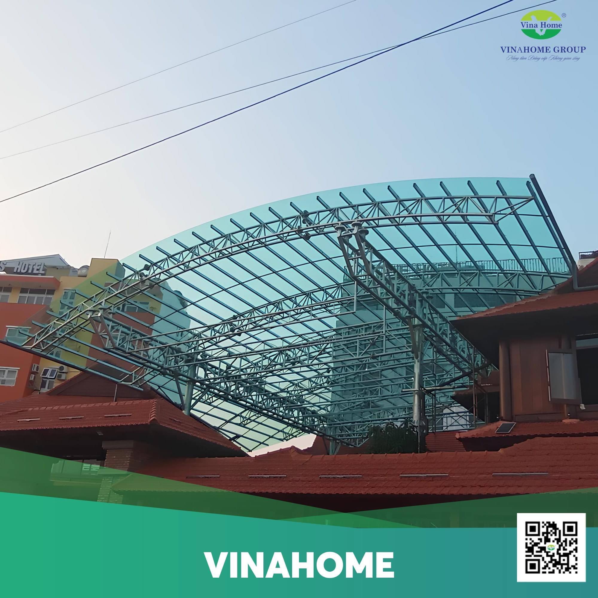 Mái nhựa lấy sáng polycarbonate vinahome 5mm xanh ngọc - Nhà hàng cơm niêu tiêu xanh Phú Quốc