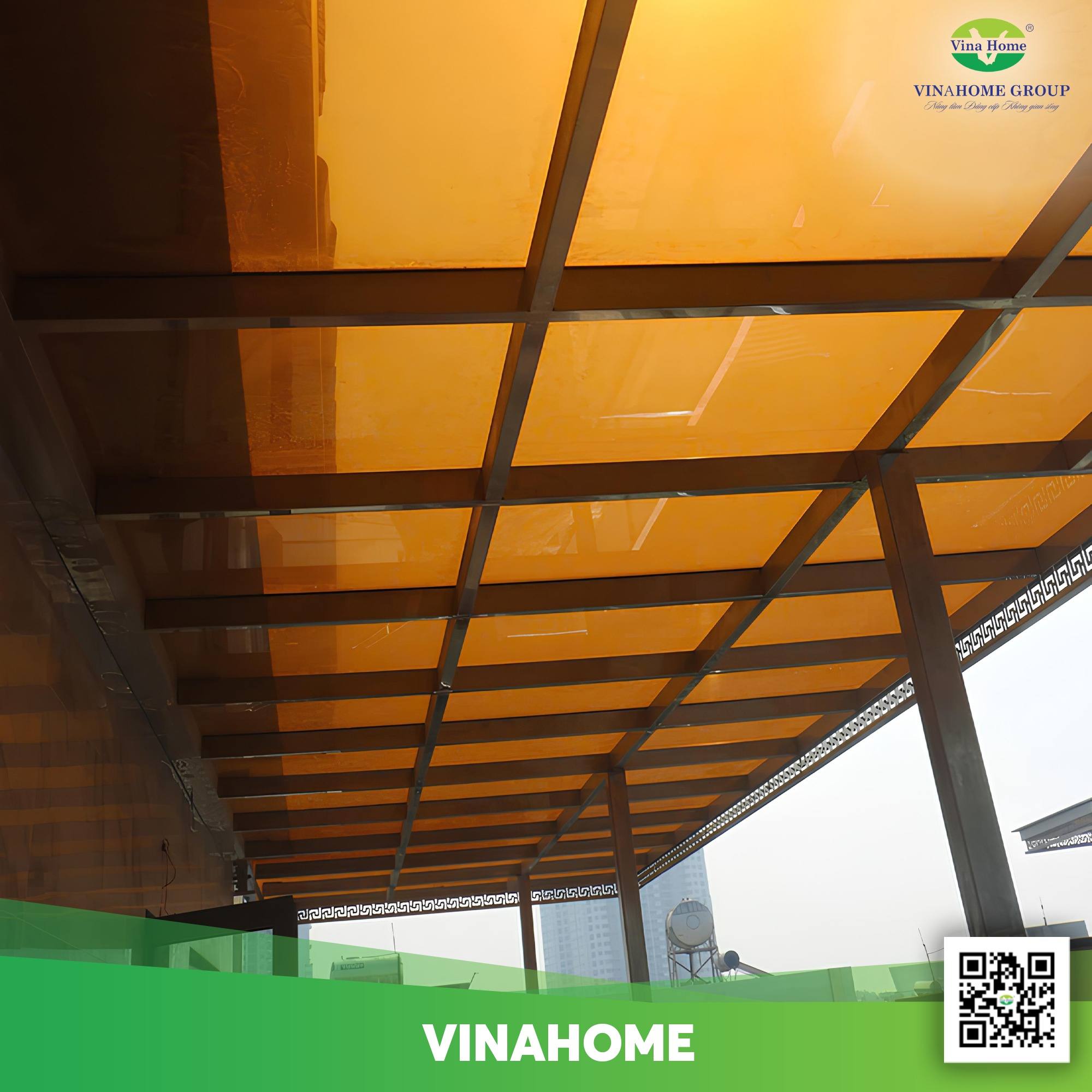 Mái hiên Poly nâu đồng