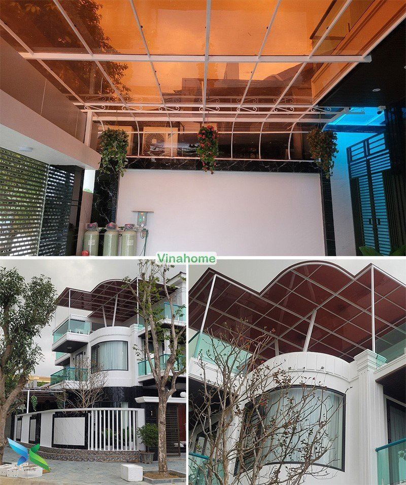 Nhà biệt thự lợp mái Poly màu nâu trà