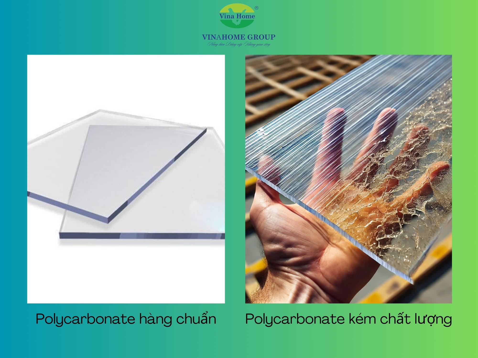 So sánh tấm Polycarbonate chất lượng và kém chất lượng