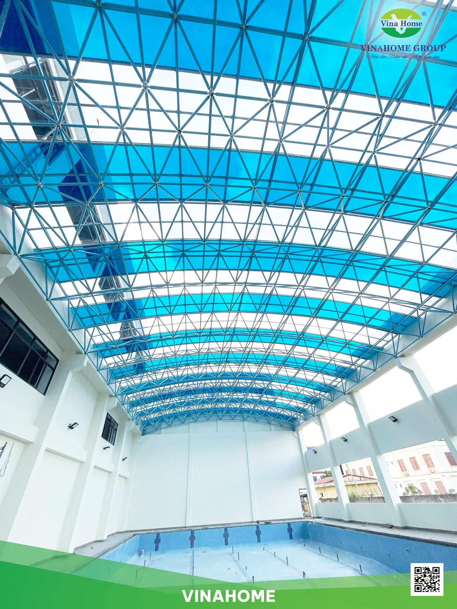 Mái tấm lợp lấy sáng bể bơi tại Hà Nam