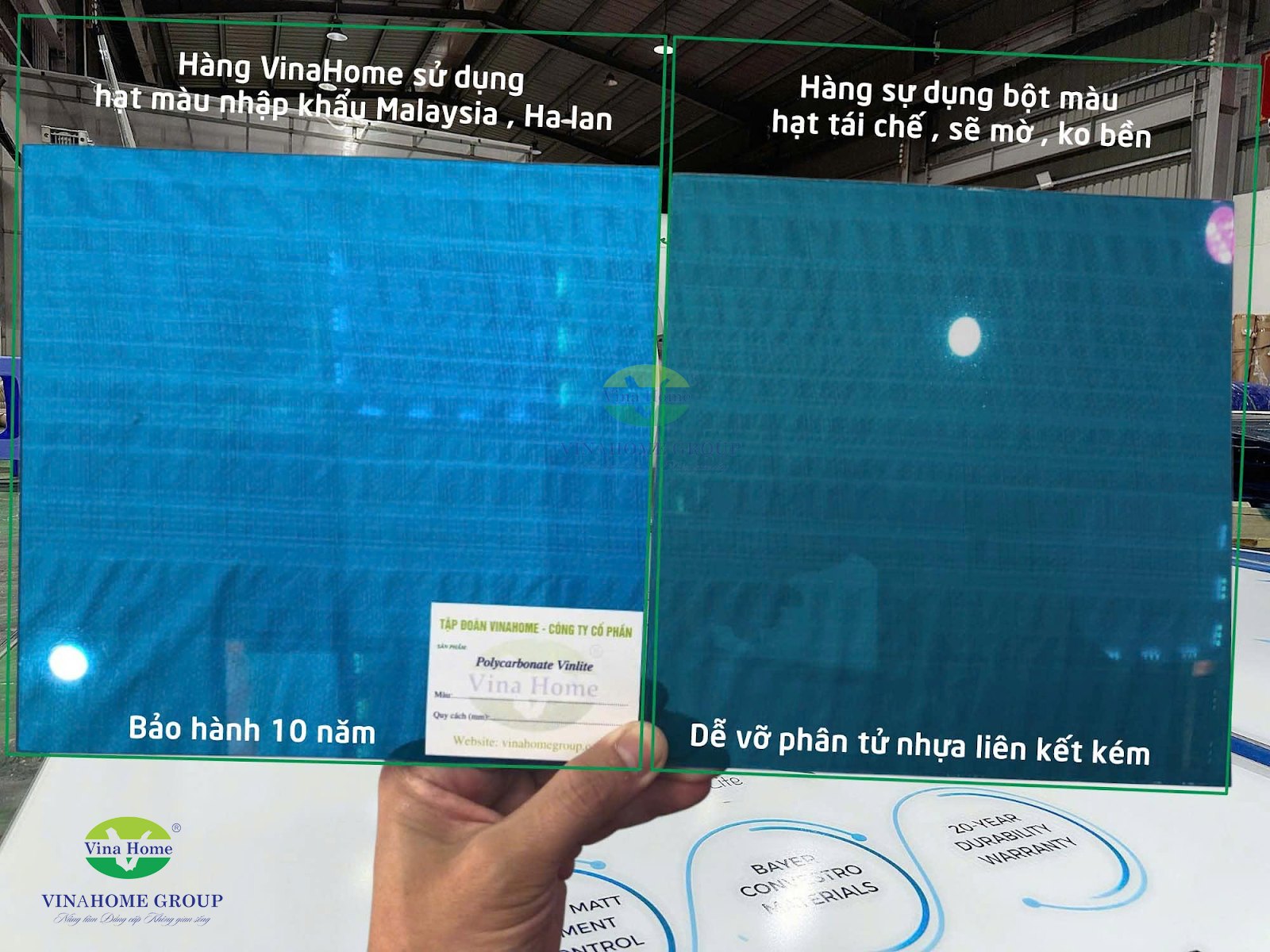 [SO SÁNH THỰC TẾ] chất lượng tấm Poly Vinahome và hàng ngoài thị trường